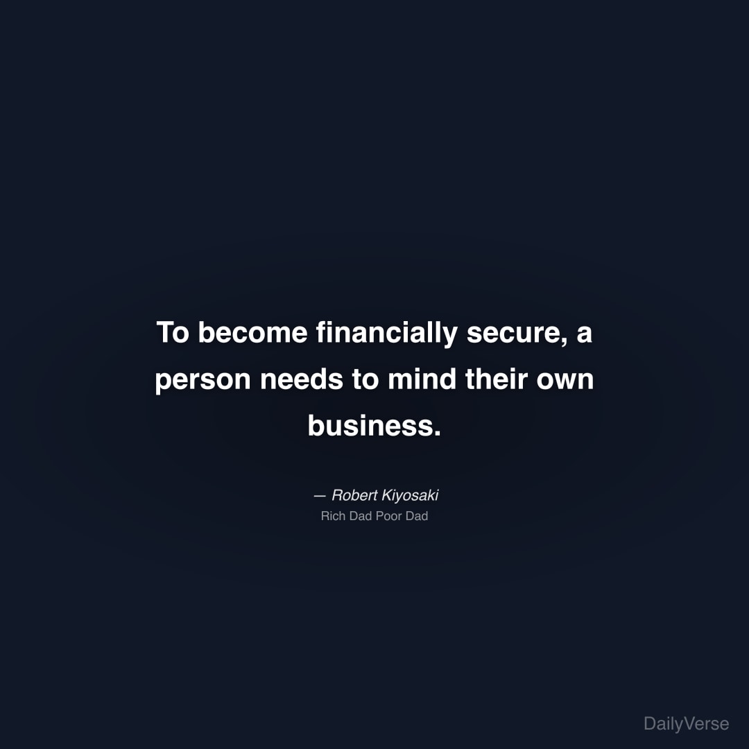 To become financially secure, a person needs to mi