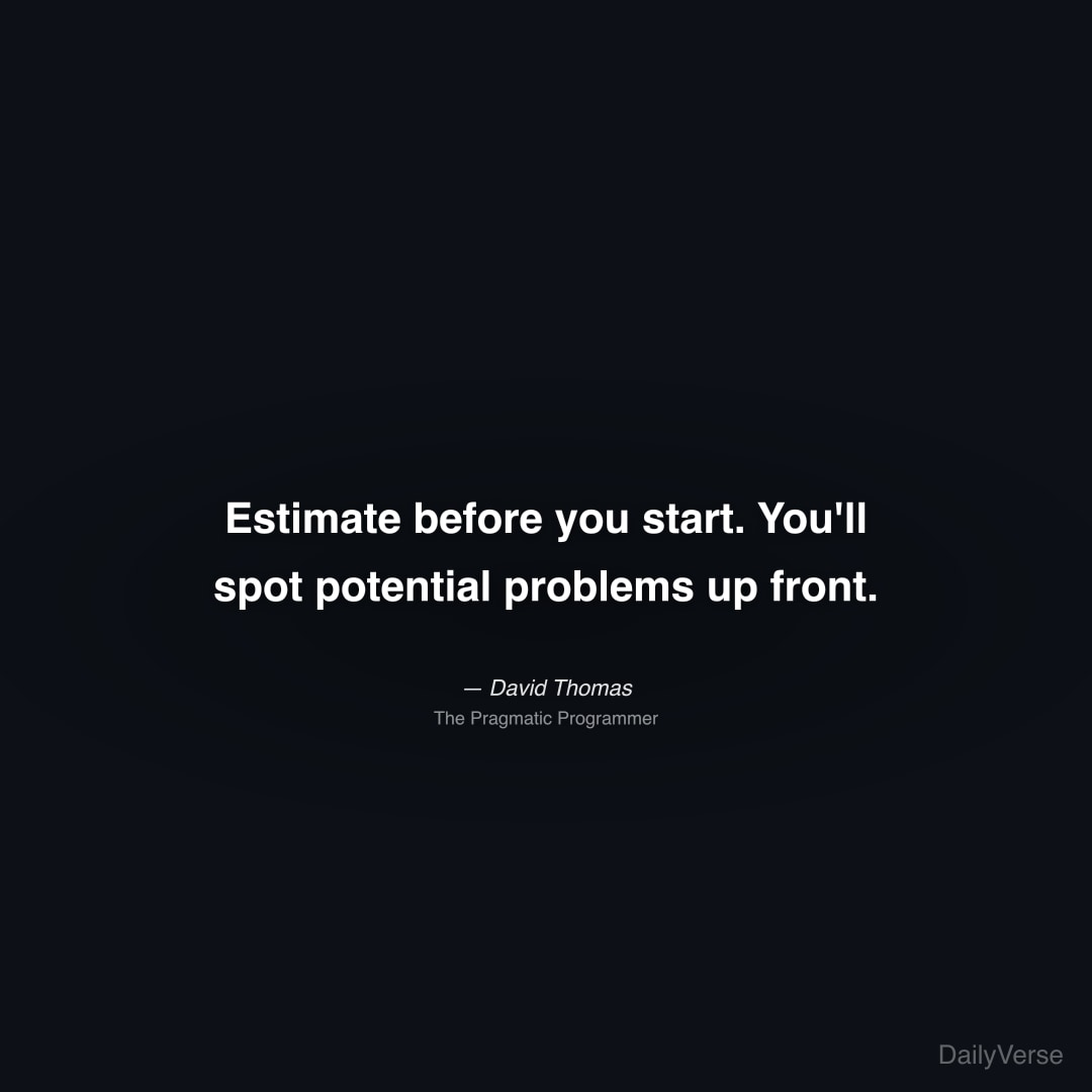 Estimate before you start. You'll spot potential p