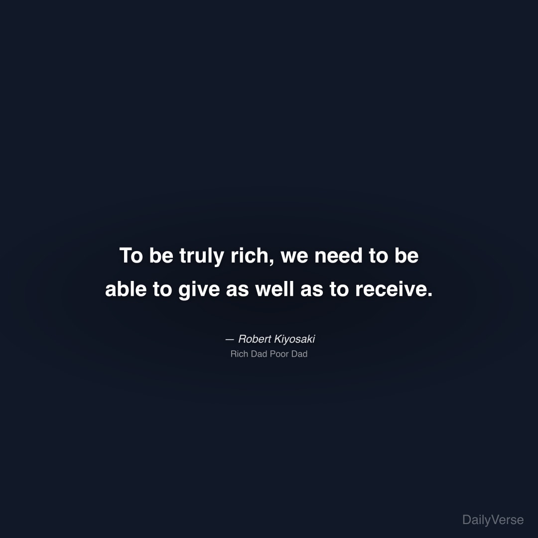 To be truly rich, we need to be able to 