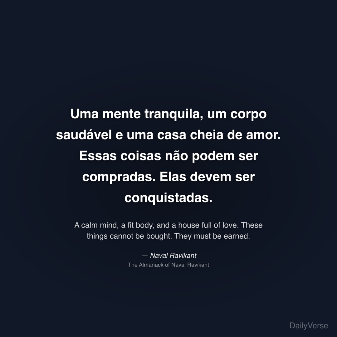 Uma mente tranquila, um corpo saudável e